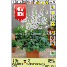 Делфиниум бял/  Delphinum Magic Fountains White - 1 брой