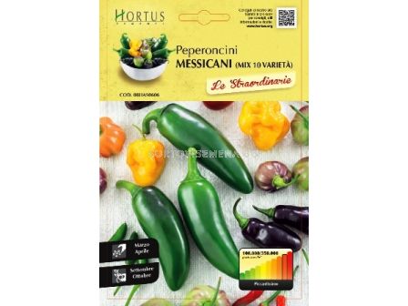Семена Люти чушки Мексикански микс - 10 вида (Peperoncini Messicani) - Chilies Mexican mix