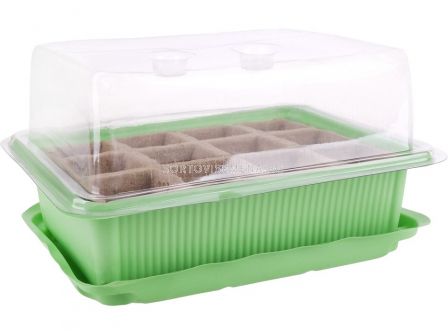 ПЛАНТИНА Комплект биоразградими форми в мини оранжерия / с тава 12 дупки  - 2