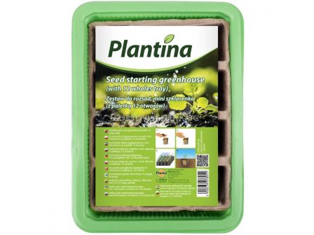 ПЛАНТИНА Комплект биоразградими форми в мини оранжерия / с тава 12 дупки Plantina Doniczki do rozsad zestaw mini szklarenka /z paletka 12 otw   - 3