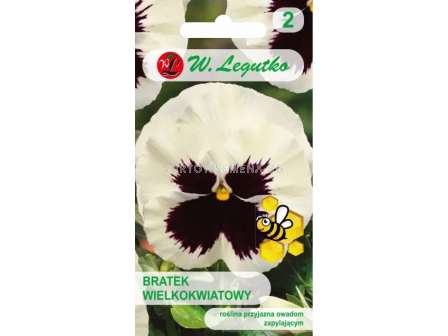 СЕМЕНА ТЕМЕНУЖКА СРЕБЪРНО-БЯЛА Viola x wittrockiana Silberbraut whitewith blotch - ЛГ